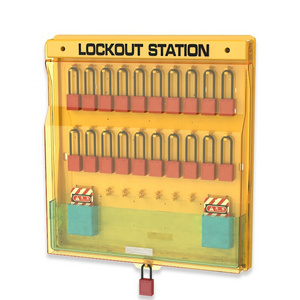 10-30 padlock hooks Wall-mounted Industrial Combination Loto Safety Lockout Station With Transparent Dust-proof Cover