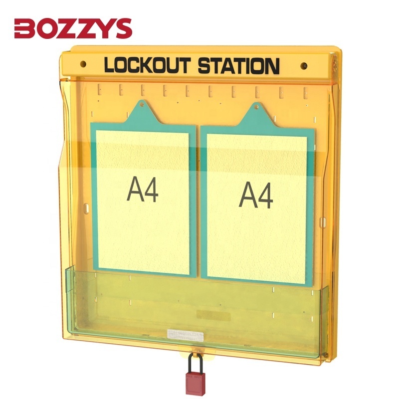 10-30 padlock hooks Wall-mounted Industrial Combination Loto Safety Lockout Station With Transparent Dust-proof Cover