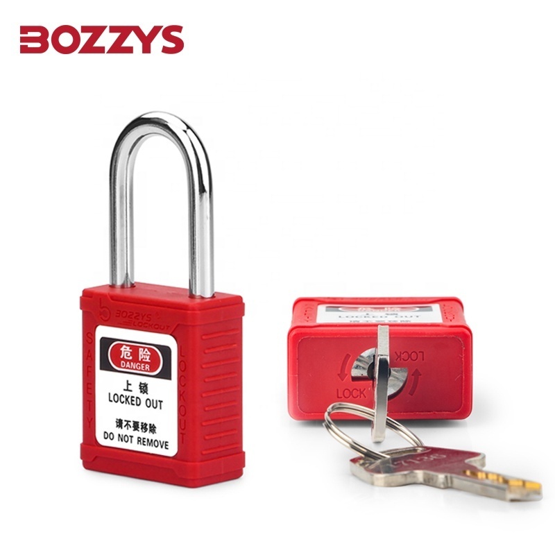 OEM Manufacturer Lockout Red Waterproof Custom Plastic Safety Padlock 38mm for Industrial Equipment Lockout Tool with Master Key