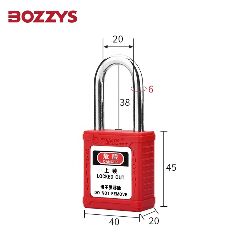 OEM Manufacturer Lockout Red Waterproof Custom Plastic Safety Padlock 38mm for Industrial Equipment Lockout Tool with Master Key