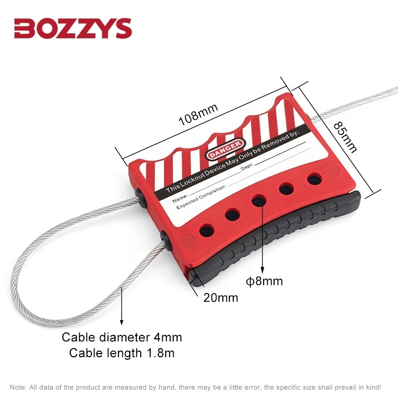 Hand-held Safety Insulation Adjustable Cable Lockout Tagout Device with 1.8M Stainless steel cable for Large industrial valve