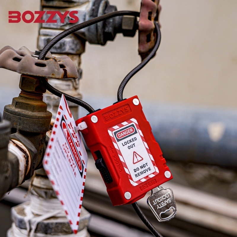 BOZZYS Adjustable Lockout Safety Cable Padlock with 0.8m Plastic-coated Stainless Steel Cable