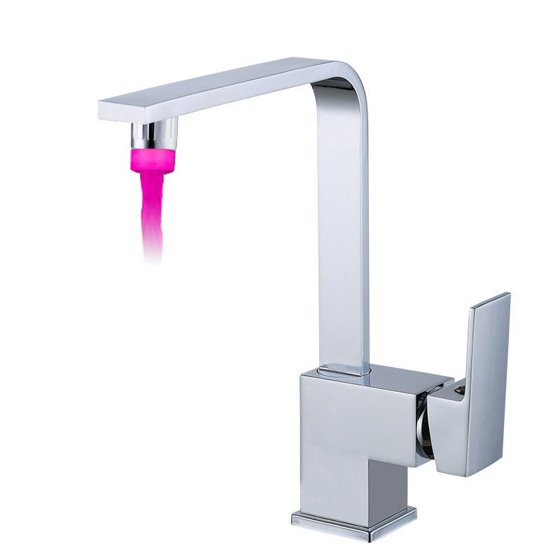 Deck Mounted LED Light Colorful Changing Kitchen Faucet Monocomando Cocina grifo with Tap Aerators