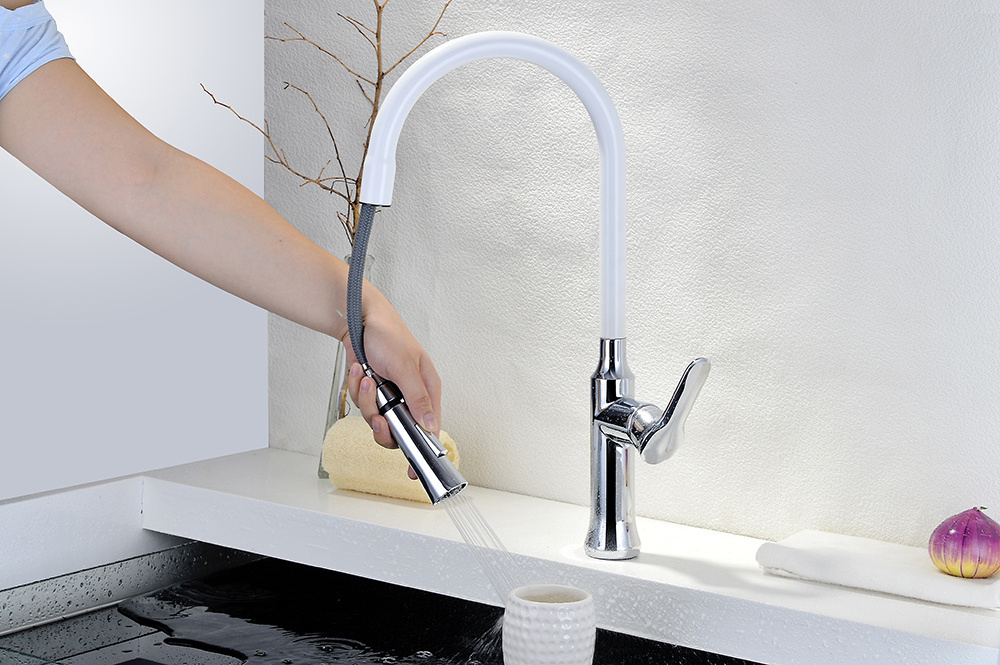 chrome 304 stainless steel flexible hose pull down kitchen faucets griferia lavaplato mixer faucet hot and cold water tap