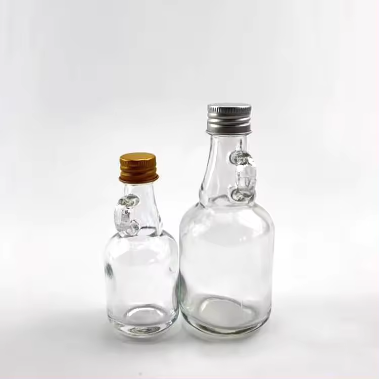 empty 1.7 Ounce Glass Syrup Bottles with Loop Handle Sample Bottles for Potion Juice Milk Storage Sauce Oil