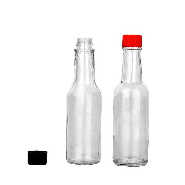 150ml 250ml 3oz 5oz Cheap Empty Woozy Spice Dressing Chili Table Glass Salad BBQ Hot Sauce Bottle With LeakProof Black Cap