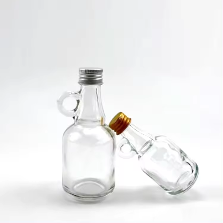 empty 1.7 Ounce Glass Syrup Bottles with Loop Handle Sample Bottles for Potion Juice Milk Storage Sauce Oil