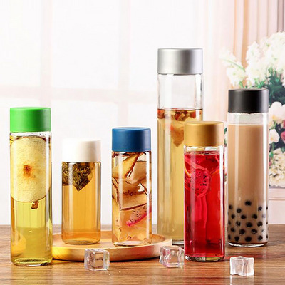 Empty transparent 1000ml 750ml 500ml 375ml high flint juice drink beverage mineral water voss glass bottle with plastic lid