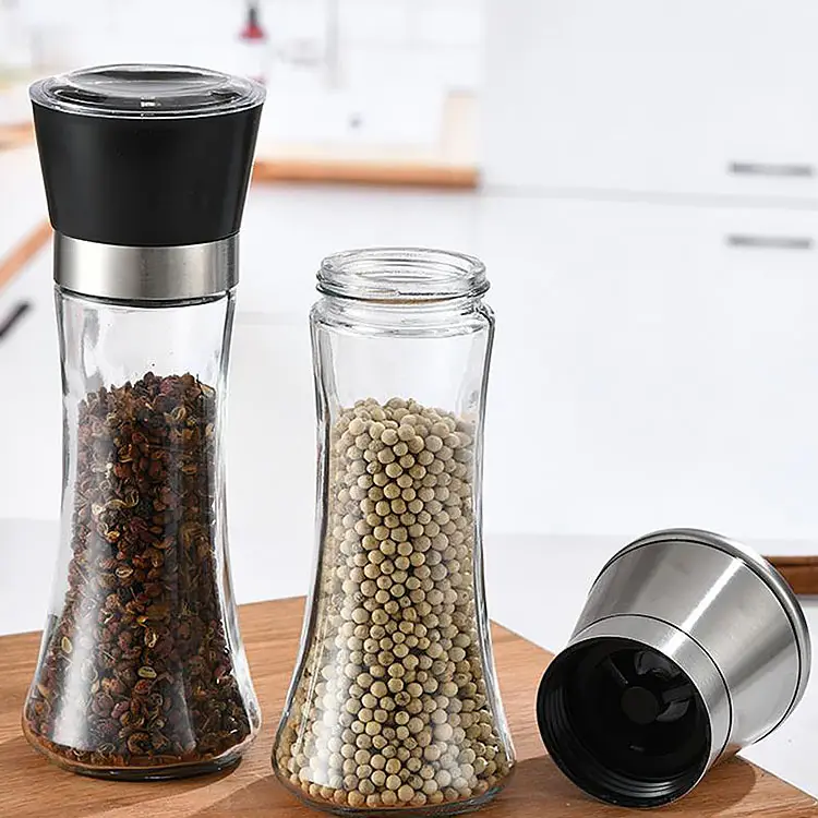 Premium Stainless Steel Salt and Pepper grinder Shakers with Ceramic Spice Grinder Mill for Adjustable Coarseness