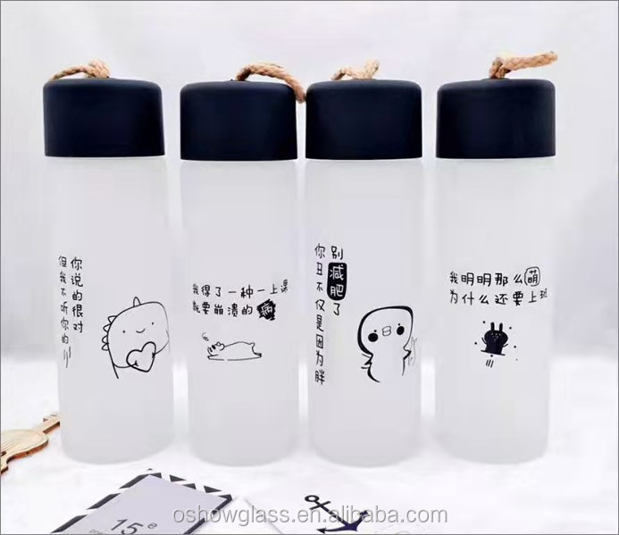 OSHOW  Transparent 1000ml 750ml 500ml 375ml High Flint Juice Drink Beverage Mineral Water Voss Glass Bottle With Plastic Lid