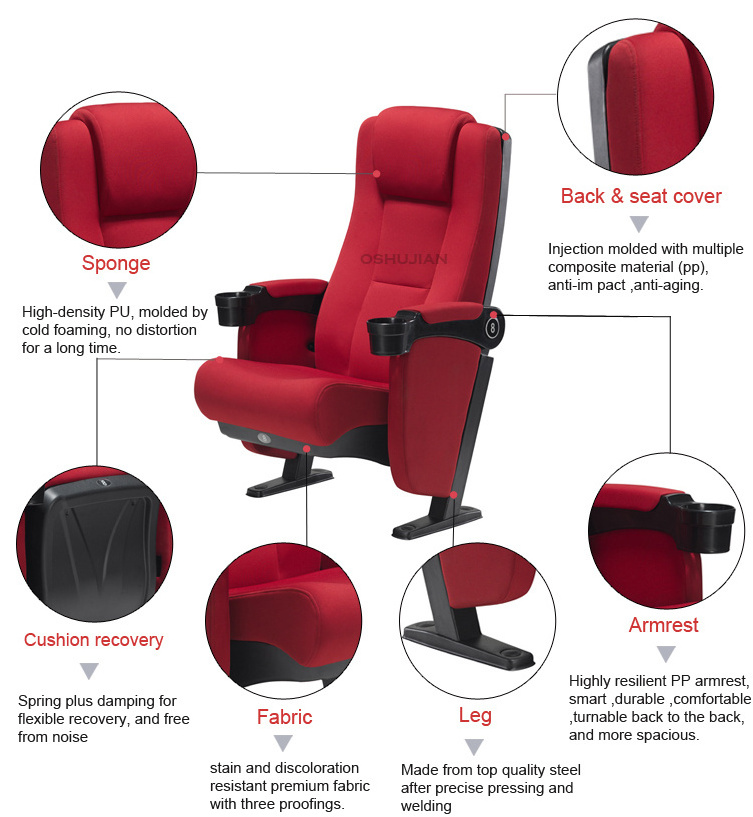 Furniture used movie  4d home cinema chair theater seat with cup holder church chairs for sales