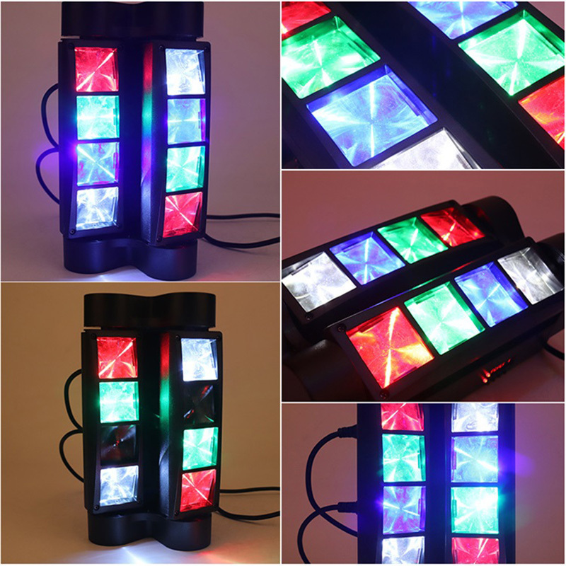 Mini LED Stage Beam Projector 8 Eyes Spider Laser Light DMX 512  Sound Controller Music Sync Bar Party  Disco DJ Fancy Lighting