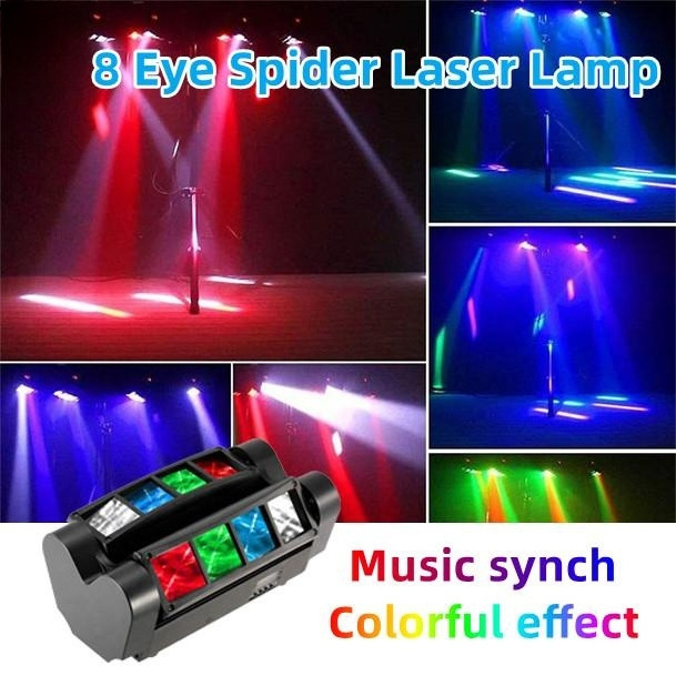 Mini LED Stage Beam Projector 8 Eyes Spider Laser Light DMX 512  Sound Controller Music Sync Bar Party  Disco DJ Fancy Lighting