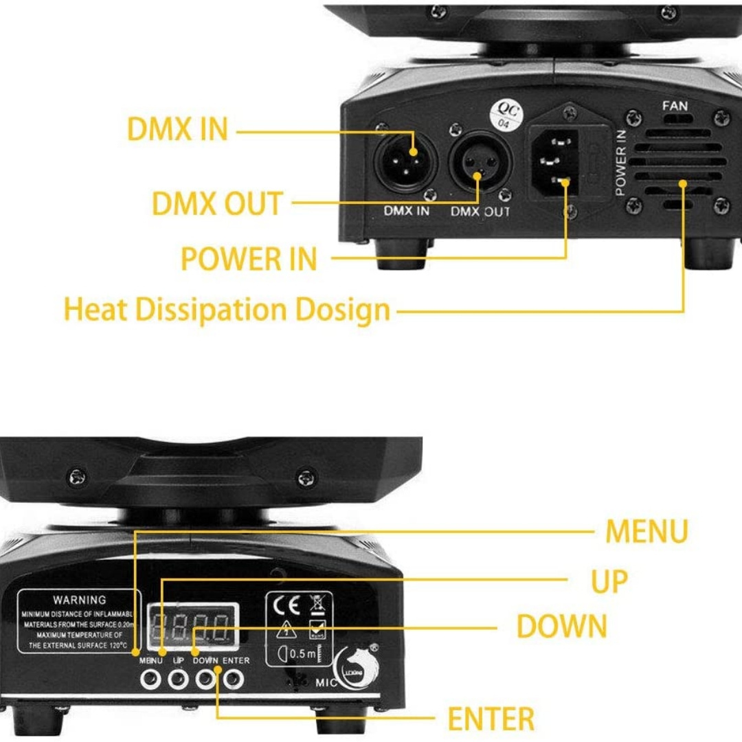 25W RGBW 4 IN 1 LED Gobos 8 Mode 9/11CH Auto Voice DMX512 Master-slave Spotlight Bobblehead Dance Lamp Stage Lights Disco Club