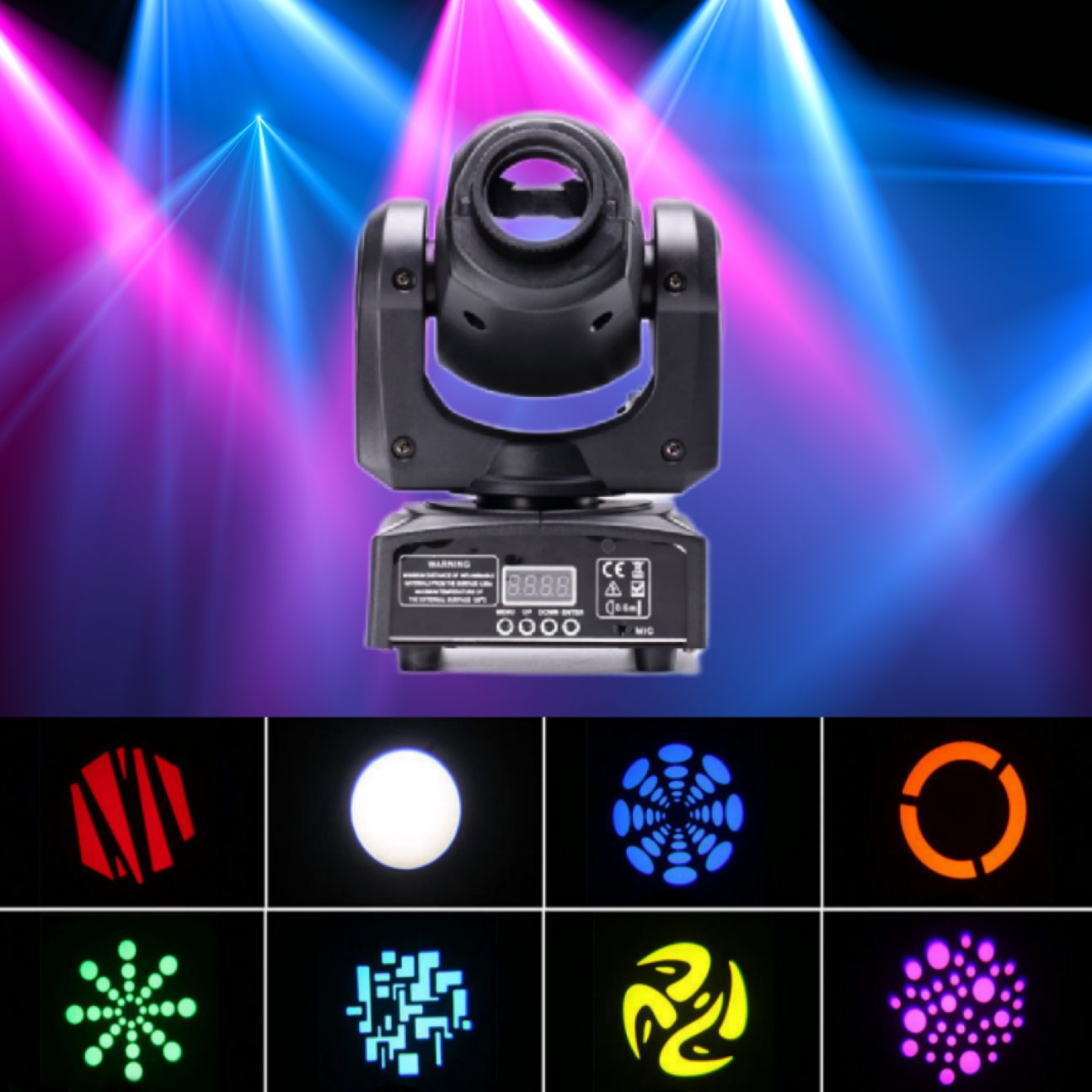 25W RGBW 4 IN 1 LED Gobos 8 Mode 9/11CH Auto Voice DMX512 Master-slave Spotlight Bobblehead Dance Lamp Stage Lights Disco Club