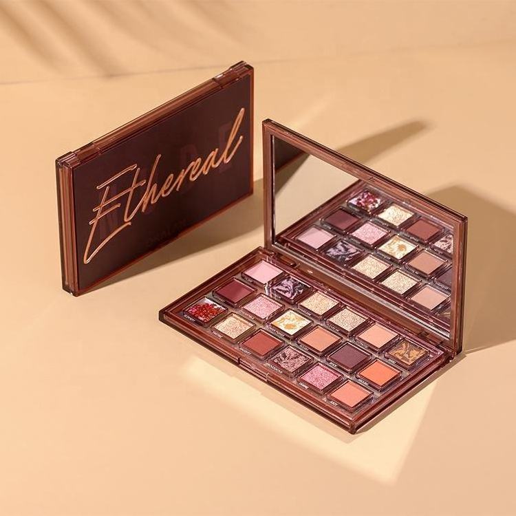 High Quality 18 Colors Eye Shadow Palette Pigmented Shimmer Eyeshadow palette with chocolate bean matte eyeshadow palette