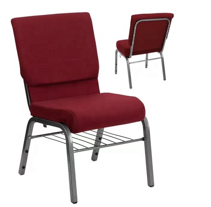 Wholesale Church Chairs Cheap Stackable  Cover Fabric Interlocking Metal Church Chair