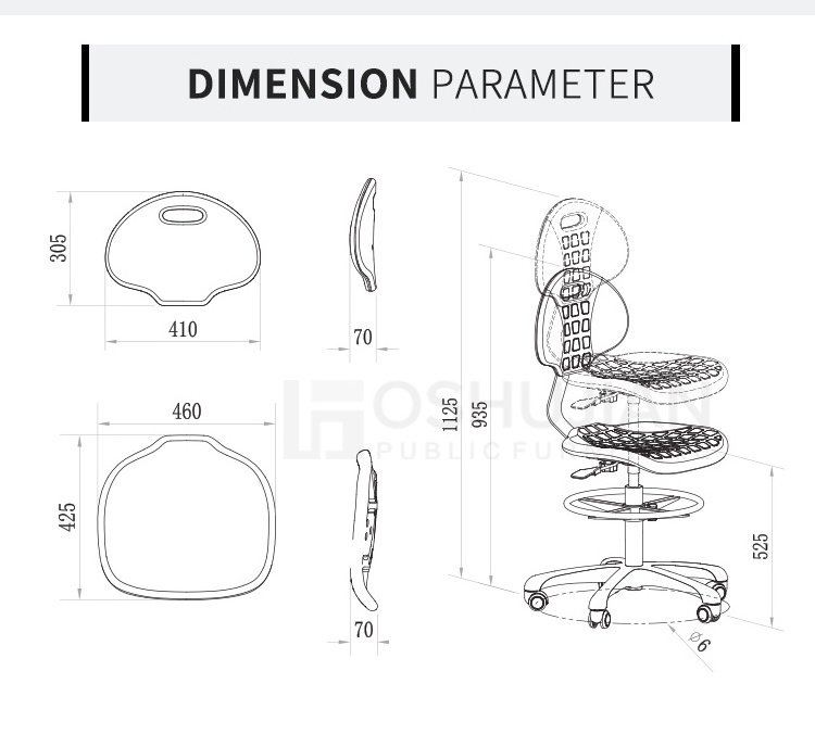 Laboratory furniture lab stool ergonomic adjustable tall anti static computer chair