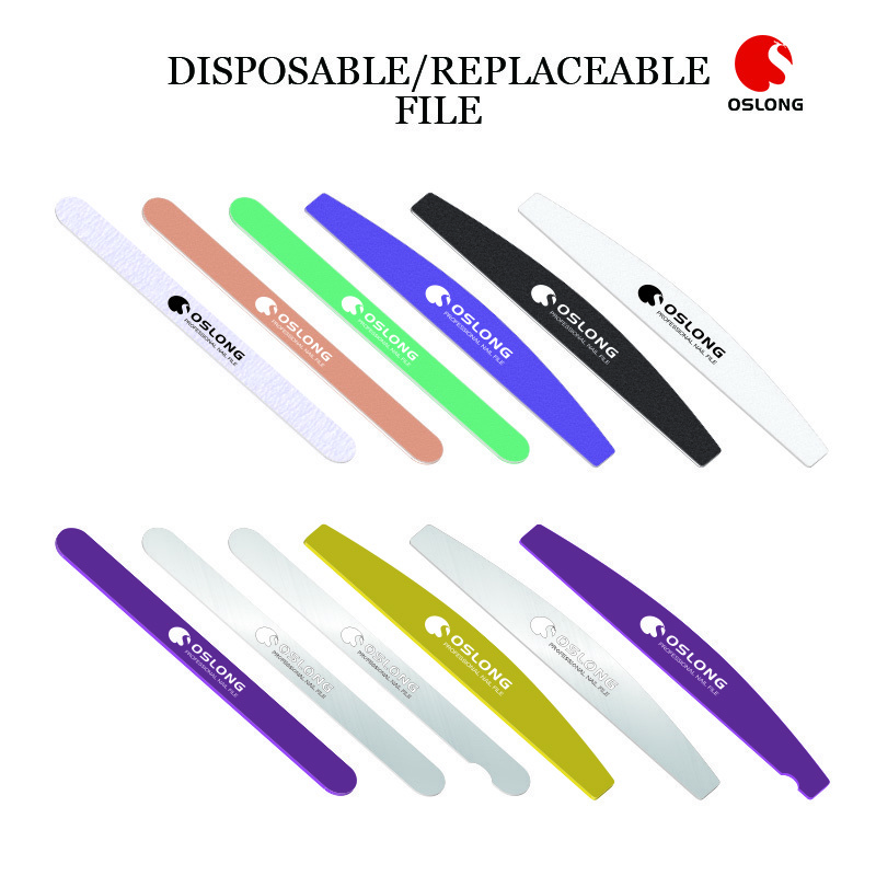 Removable Nail File Self-adhesive Stainless Steel Half Moon Metal Zebra Disposable Nail File