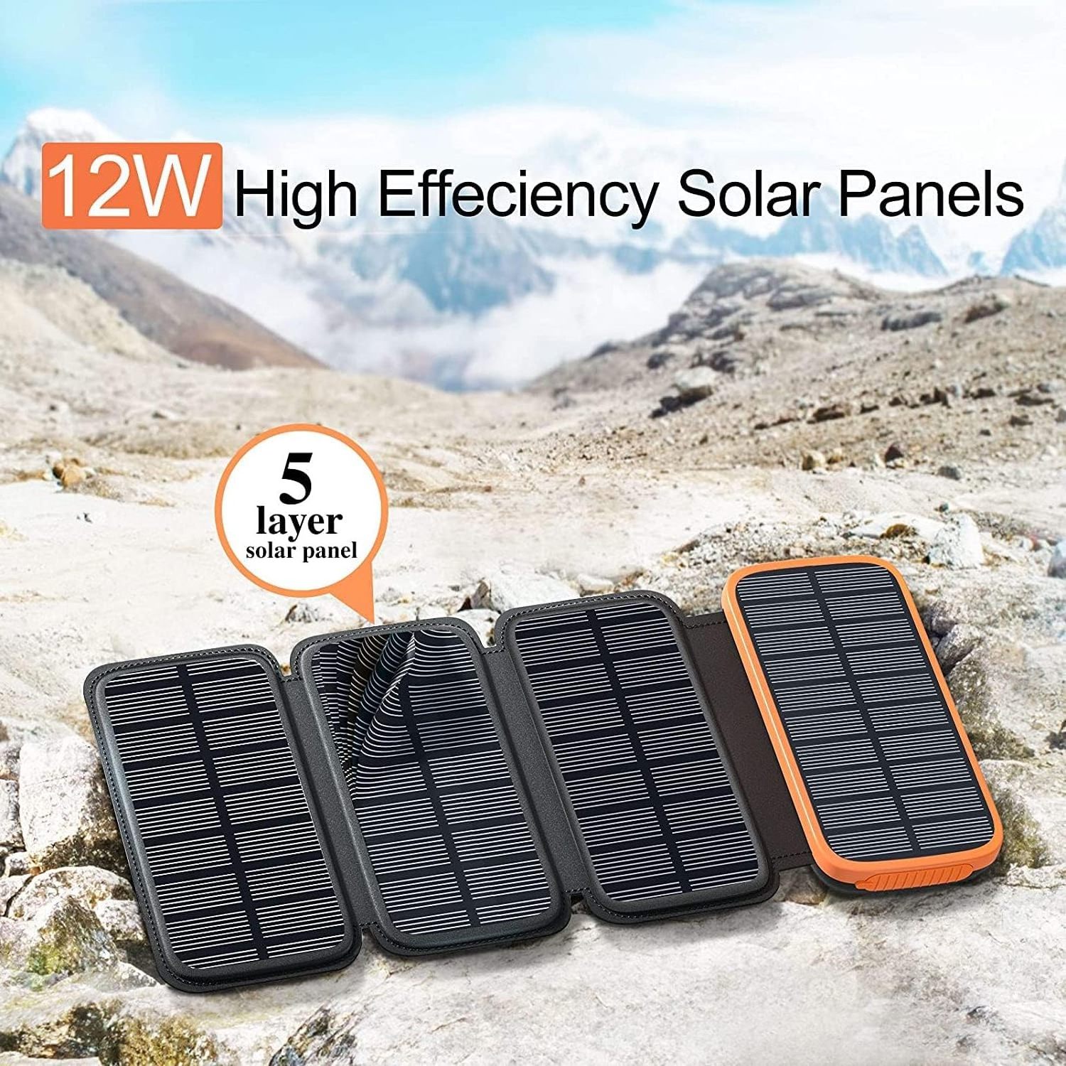 Solar Charger 20000mAh Solar Power Bank with 4 Foldable Panels Fast Charging Portable Charger