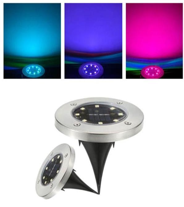 Hot Sale 8 Auto On/off Night Security Disk Powered Led Garden Light Walkway Outdoor Solar Ground Lights