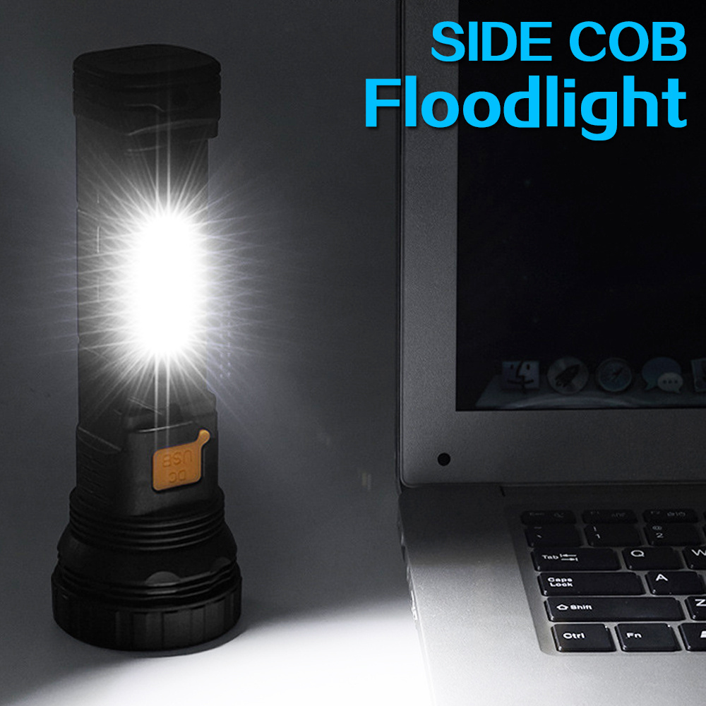 COB Solar Power Bank Torch Light 3 Modes Waterproof L2 LED 5000 Lumens Power USB Rechargeable Solar Flashlight