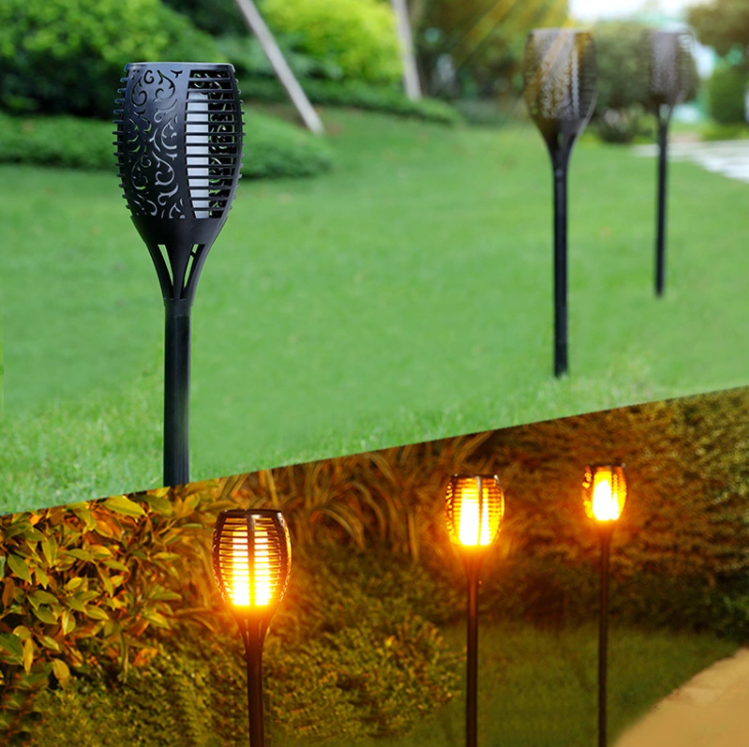 Solar flame  outdoor garden lawn landscape flood light garden plug induction torch light