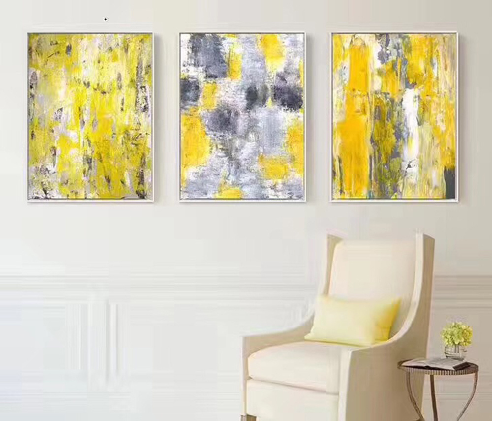 Artist 100% Hand Painted Beautiful Yellow Abstract Wall Painting for Living Room Decor Modern Knife Oil Painting on Canvas