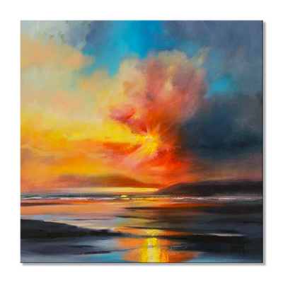 Hand-painted Cloud Colorful Sky Landscape Oil Picture for Home Wall Decor Landscape Knife Abstract Oil Painting