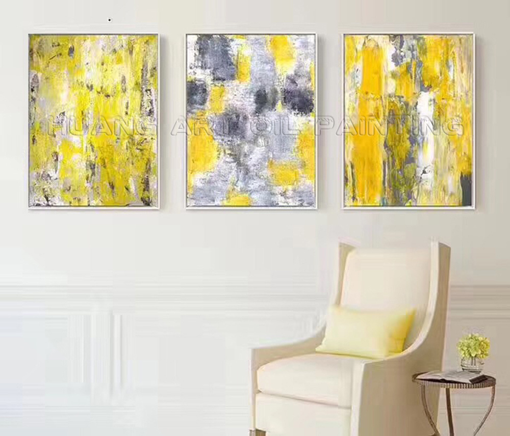 Artist 100% Hand Painted Beautiful Yellow Abstract Wall Painting for Living Room Decor Modern Knife Oil Painting on Canvas