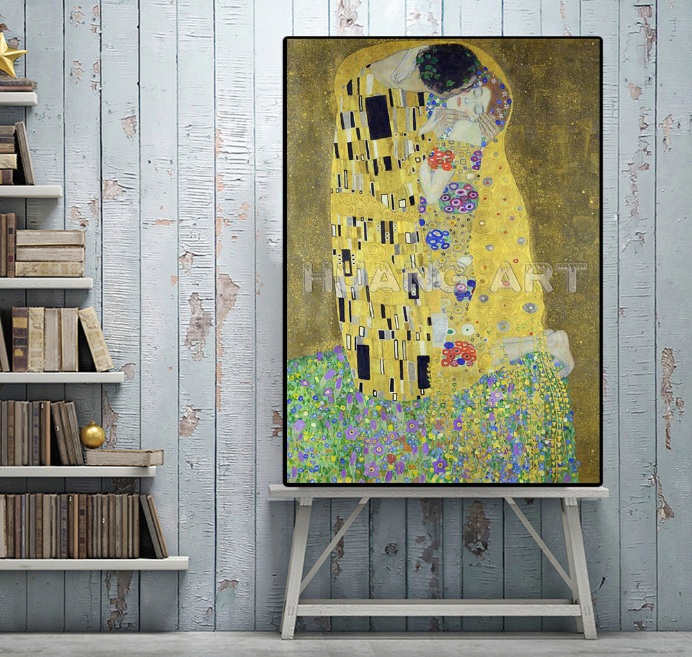 Famous High Quality KISS Painting Hand-Painted Oil Painting on Canvas for Room Decor Painting Gustav Klimt Wall Art