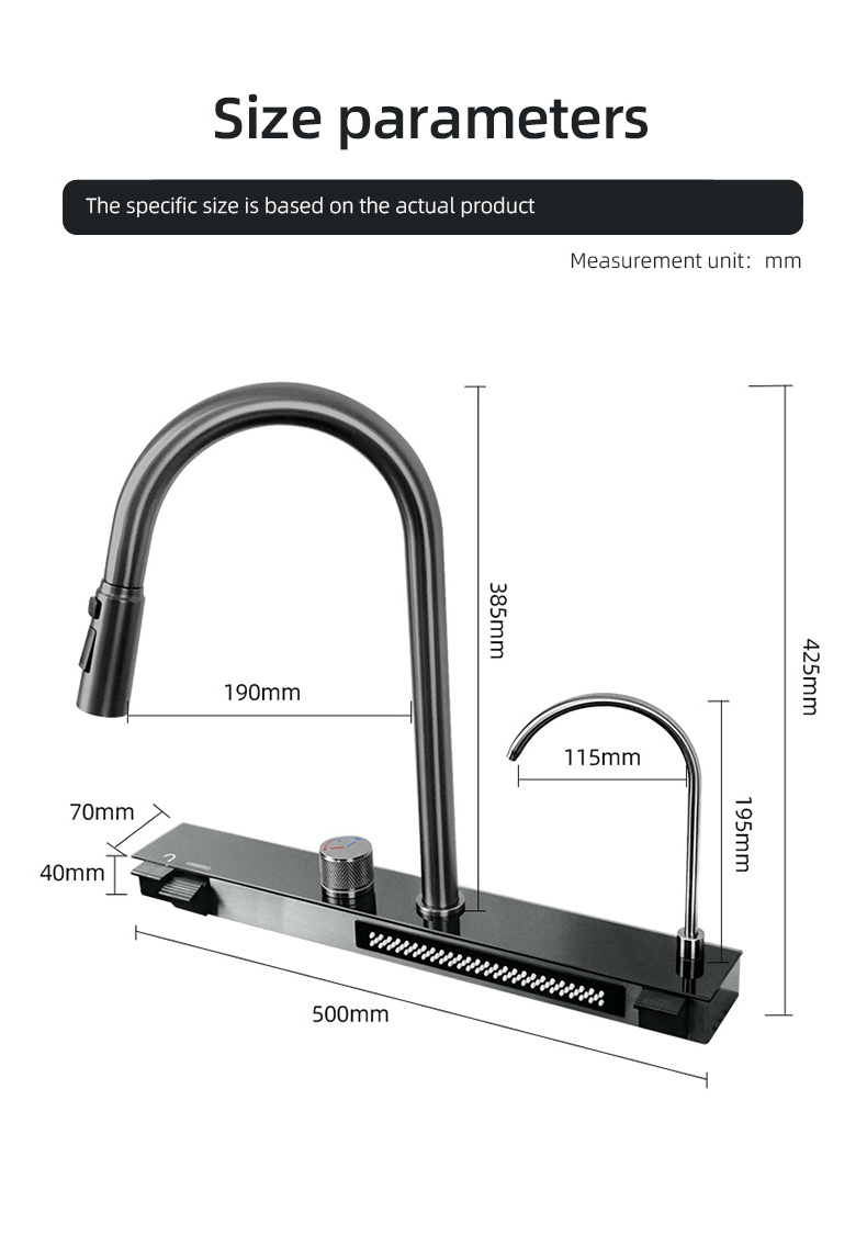 Stainless Steel Kitchen Sink Mixer Faucet Cold And hot Water Control With Waterfall Pull Out The Faucet