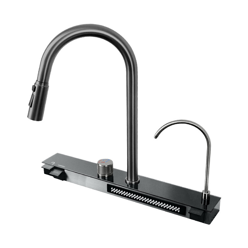 Stainless Steel Kitchen Sink Mixer Faucet Cold And hot Water Control With Waterfall Pull Out The Faucet