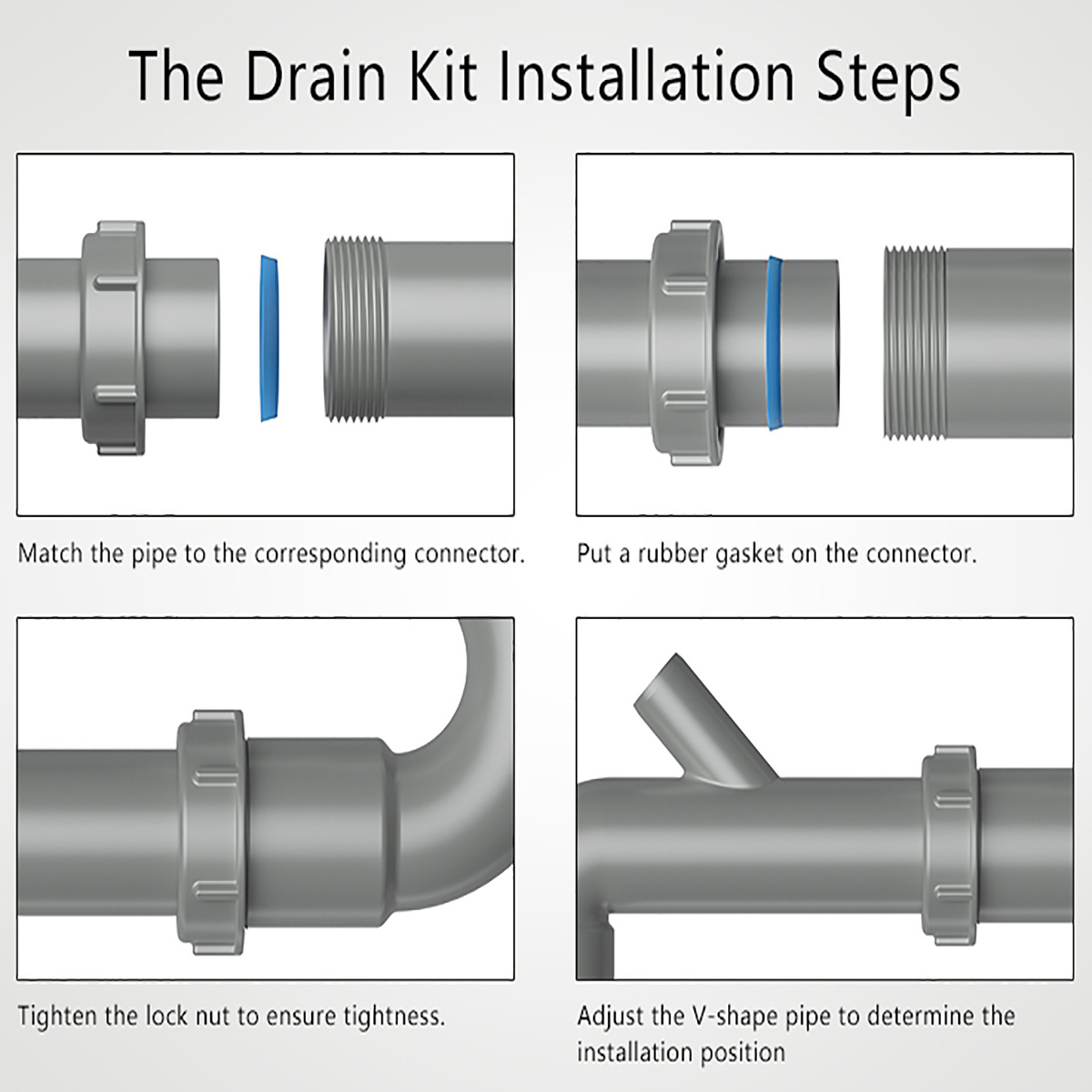 best T-tray plastic PP shine  drain tube with stainless steel drainer 110/114 sink plug 40 waste pipe   drainage system