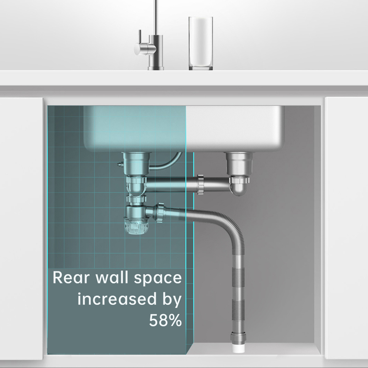 Double Bowl Kitchen Sink Siphon Expandable Sink Drain Kit Universal Kitchen Drain Kit 3-1/2''Sink Expandable Drainer pipe