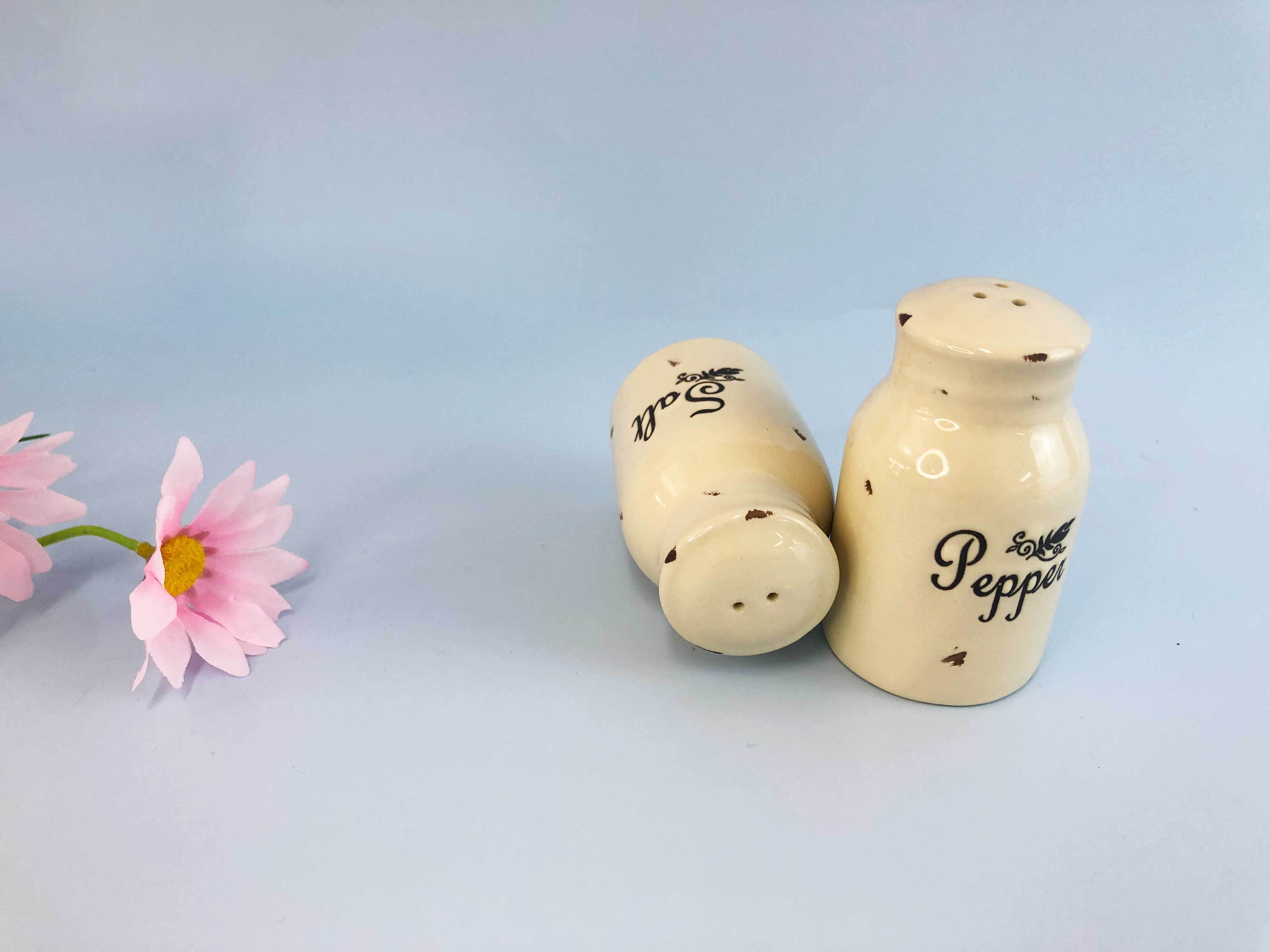 Custom Made Cheap Personalized Restaurant Hotel Ceramic Salt And Pepper Shaker Set