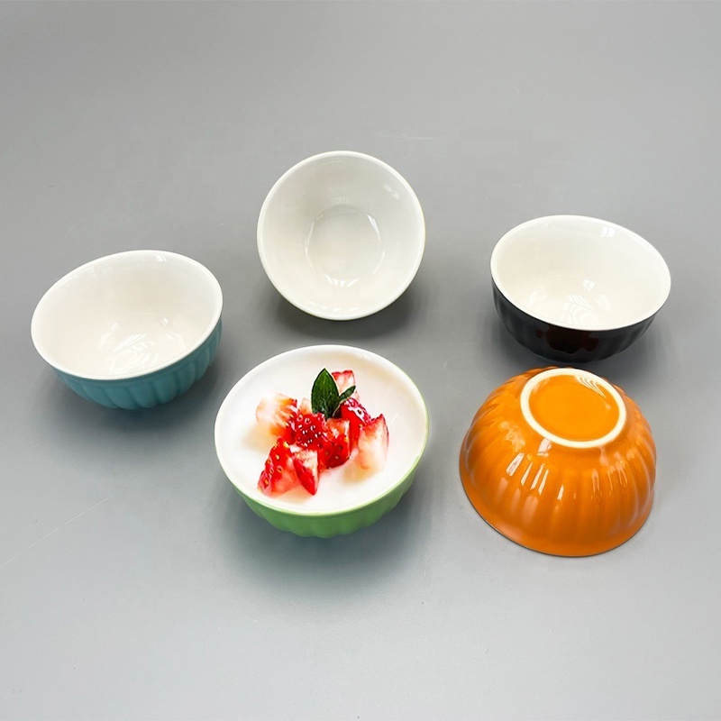 Set of 5 Oven Safe Creme Brulee Souffle Dishes Custard Cups Dessert Small Bowls Ceramic Ramekins Bakeware