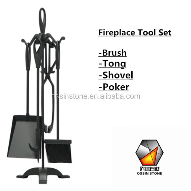 Metal Companion Sets with Poker, Tong, Shovel, Brush in Fireplace Accessories