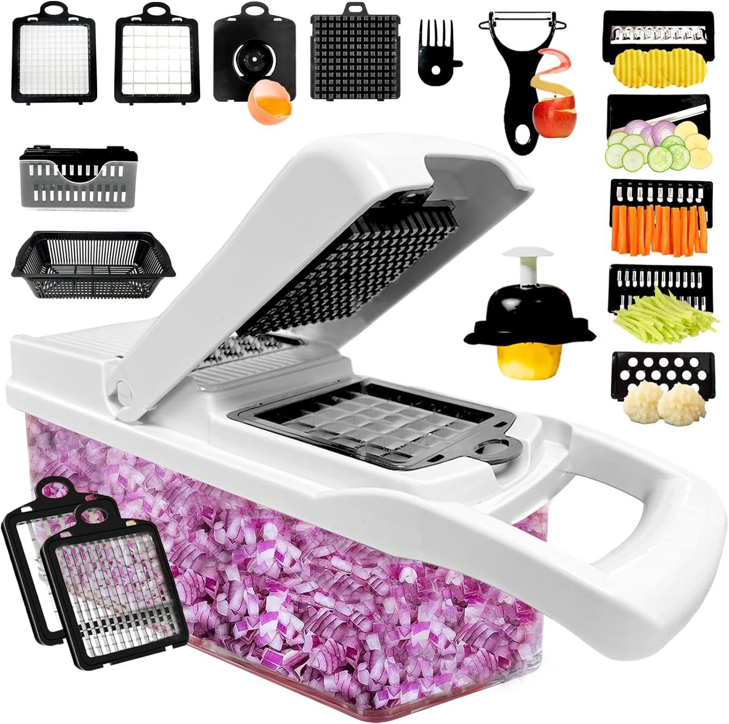 Latest Design Multifunction Spinner Salad Mini Fruit Food Vegetable Grater Slicer  Cutter Dicer Veggie Chopper