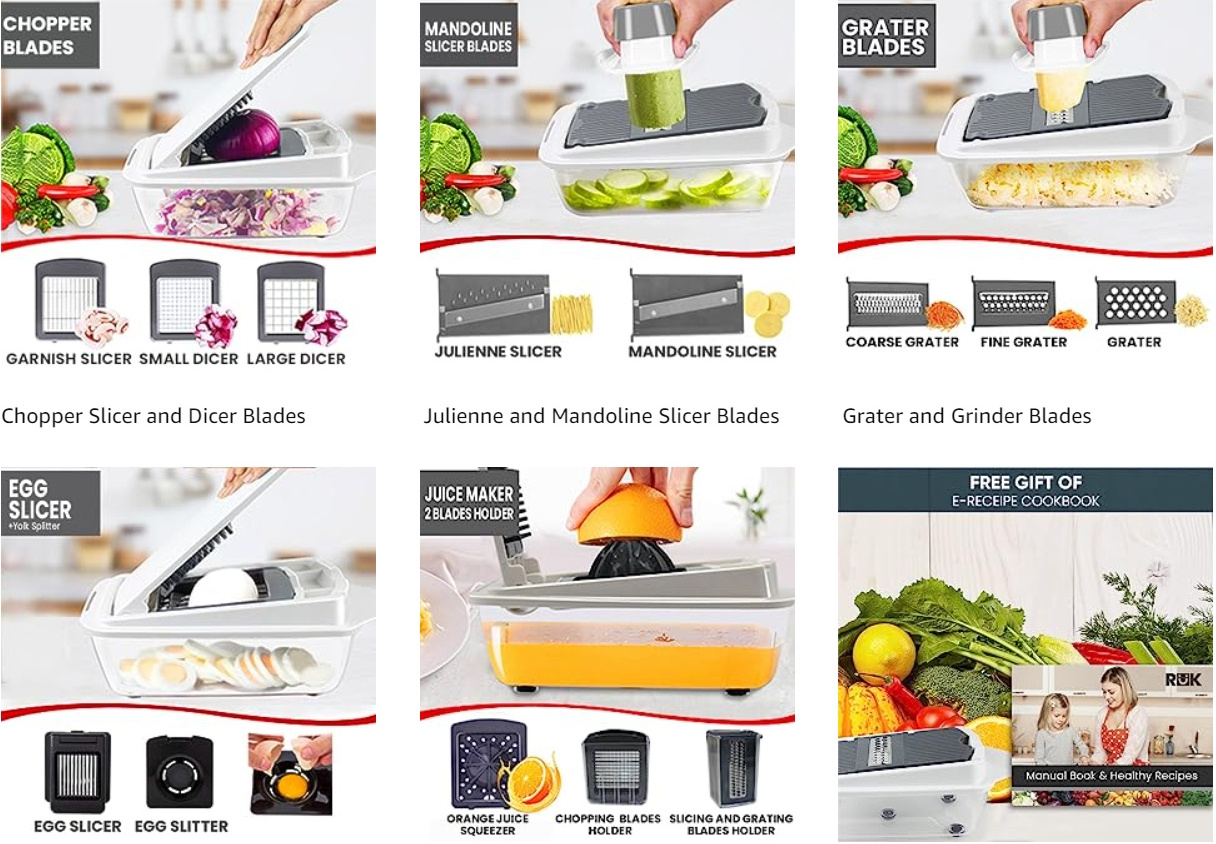 Factory Supplying 2-In-1 Dishwasher-Safe Vegetable Chopper Dicing & Slitting