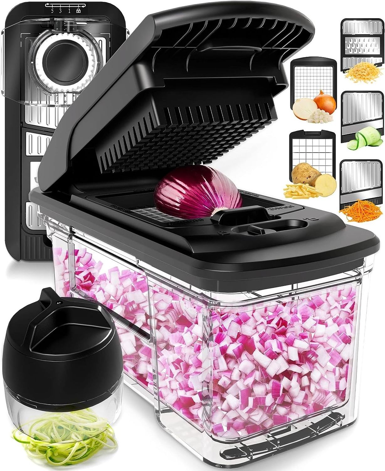 China Factory Electric Dishwasher-Safe Vegetable Chopper Cutter Set