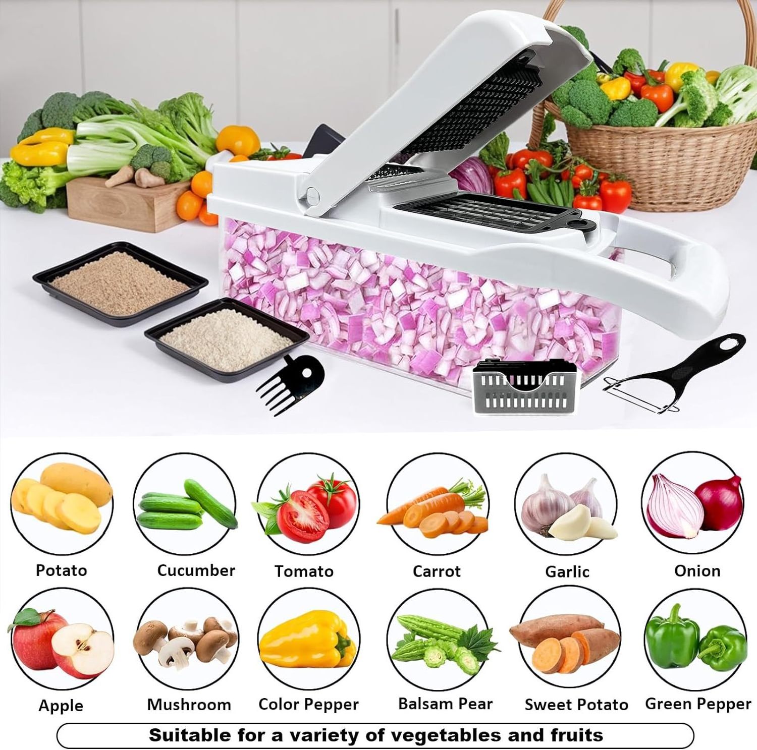 Best Price Veggie Dicer Shredder And Cutter Grater With Stainless Steel Blades