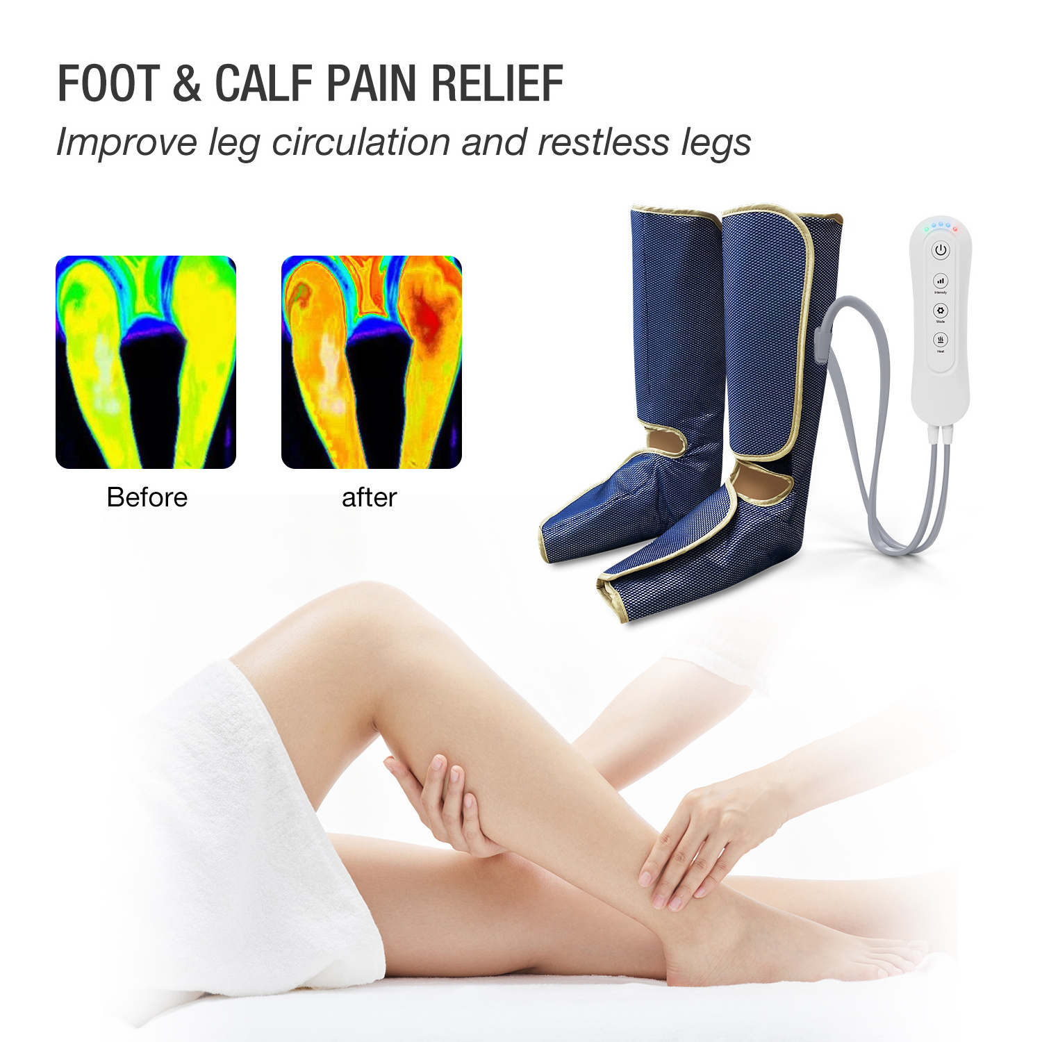 Sport relax recovery leg massager for circulation leg foot massage machine electric leg warmer massager