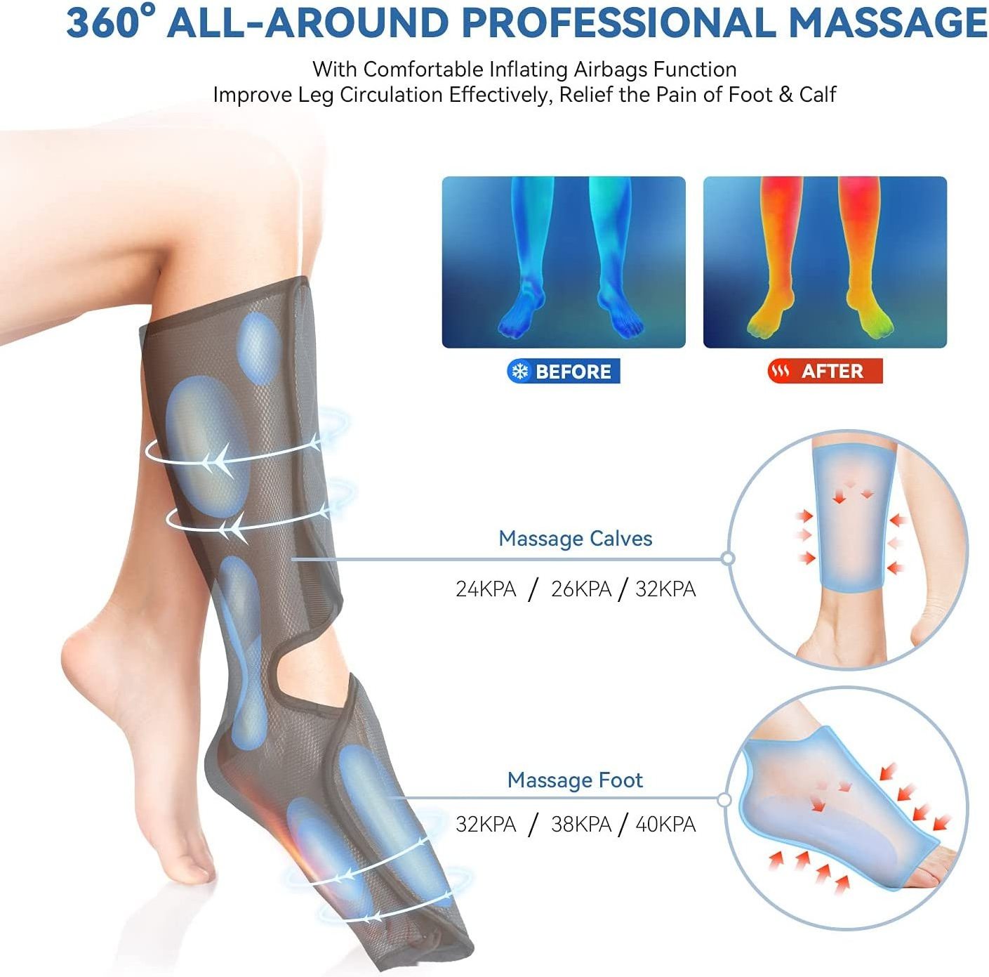 Sport relax recovery leg massager for circulation leg foot massage machine electric leg warmer massager