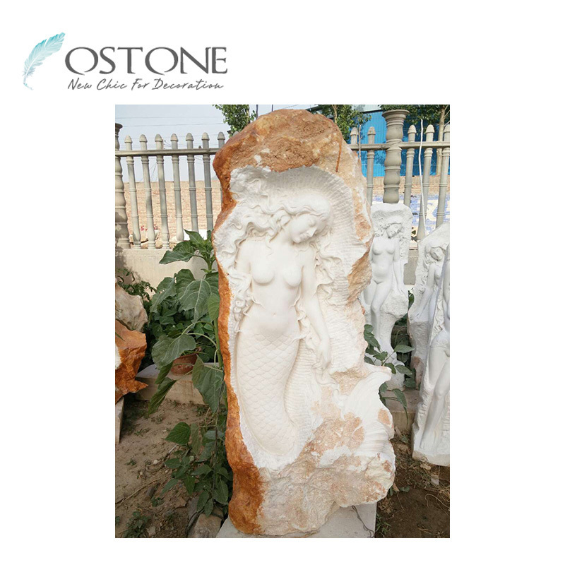 Different Kinds Stone Carving Mermaid Sculpture Life Size Marble Statues For Sale