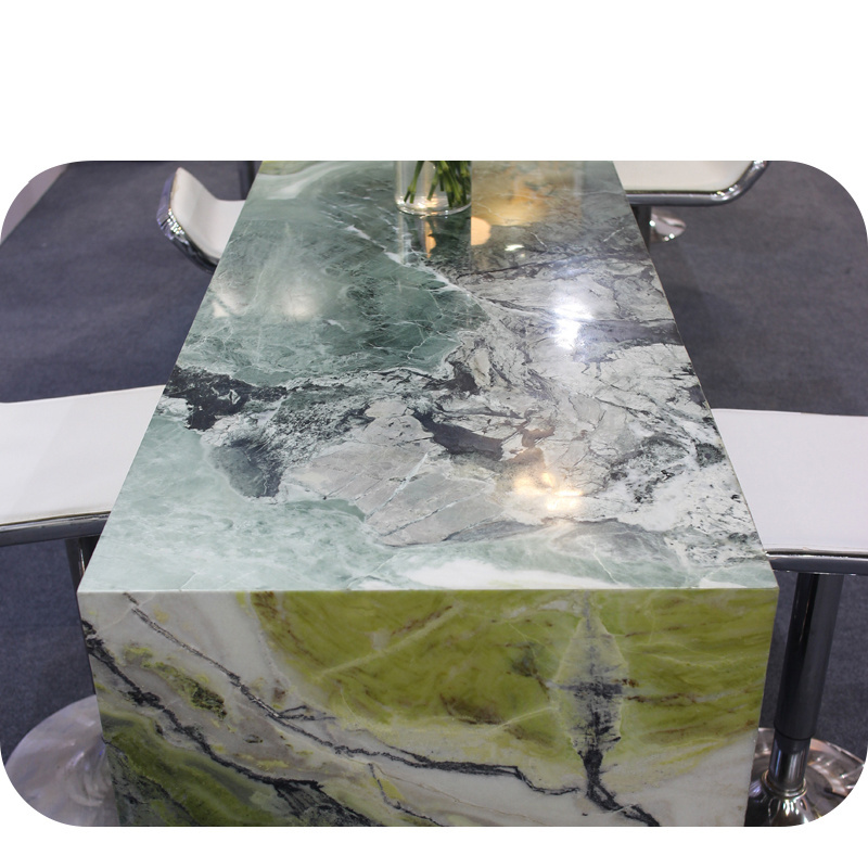 Luxury Modern Large Green Natural Marble Table Top Dinning Table