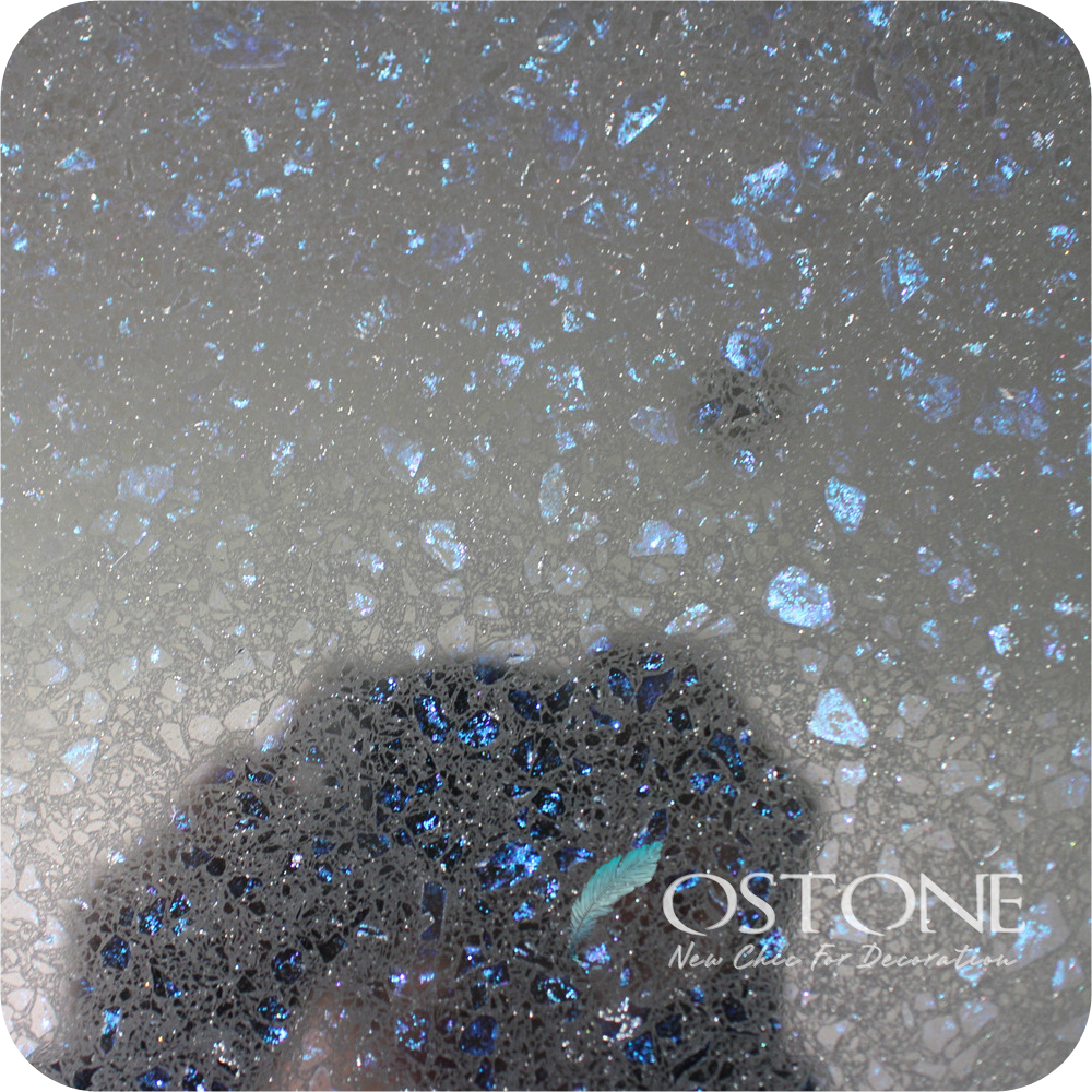 New Arrival Blue Shining Sparkle Black Artificial Starlight Quartz Floor Tiles