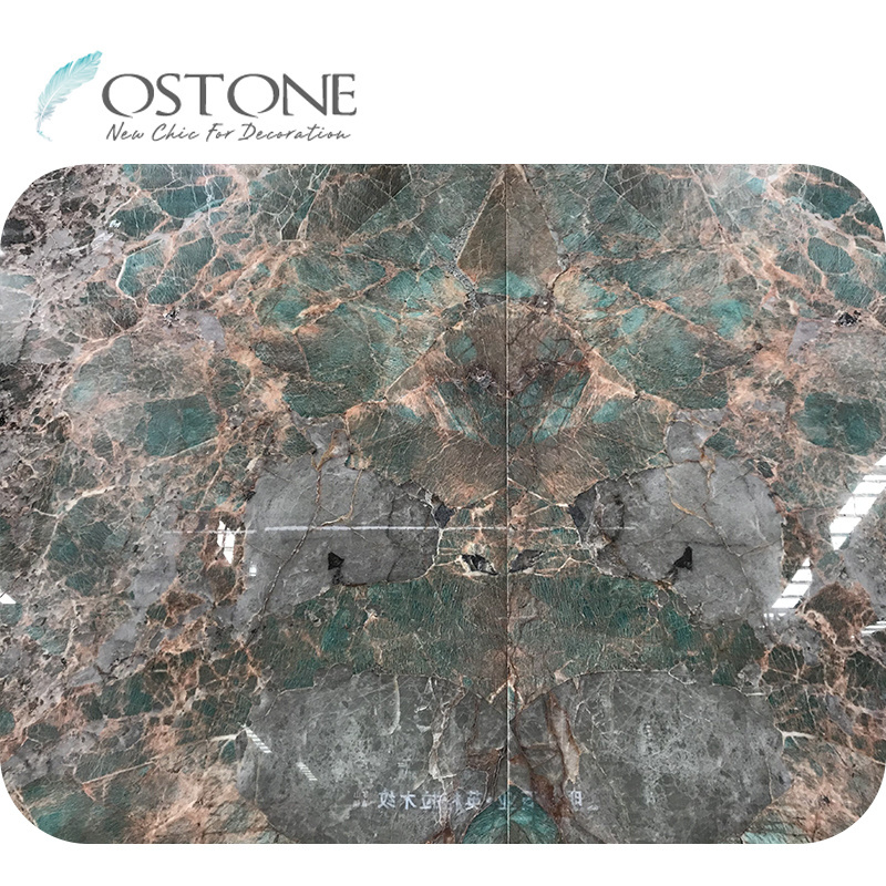 Gorgeous Amazonite Green Luxury Stone Natural Marble Slab For Villa Decoration