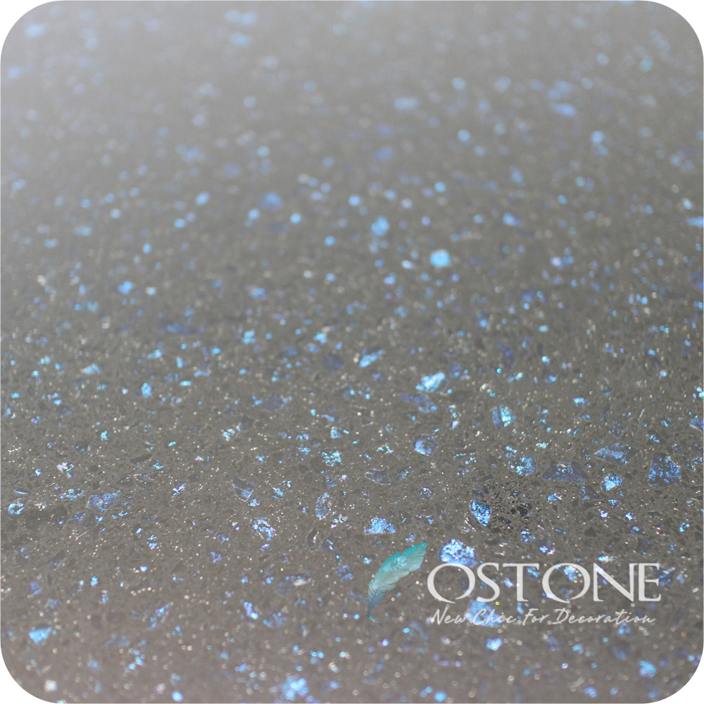 New Arrival Blue Shining Sparkle Black Artificial Starlight Quartz Floor Tiles