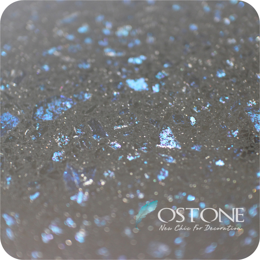 New Arrival Blue Shining Sparkle Black Artificial Starlight Quartz Floor Tiles